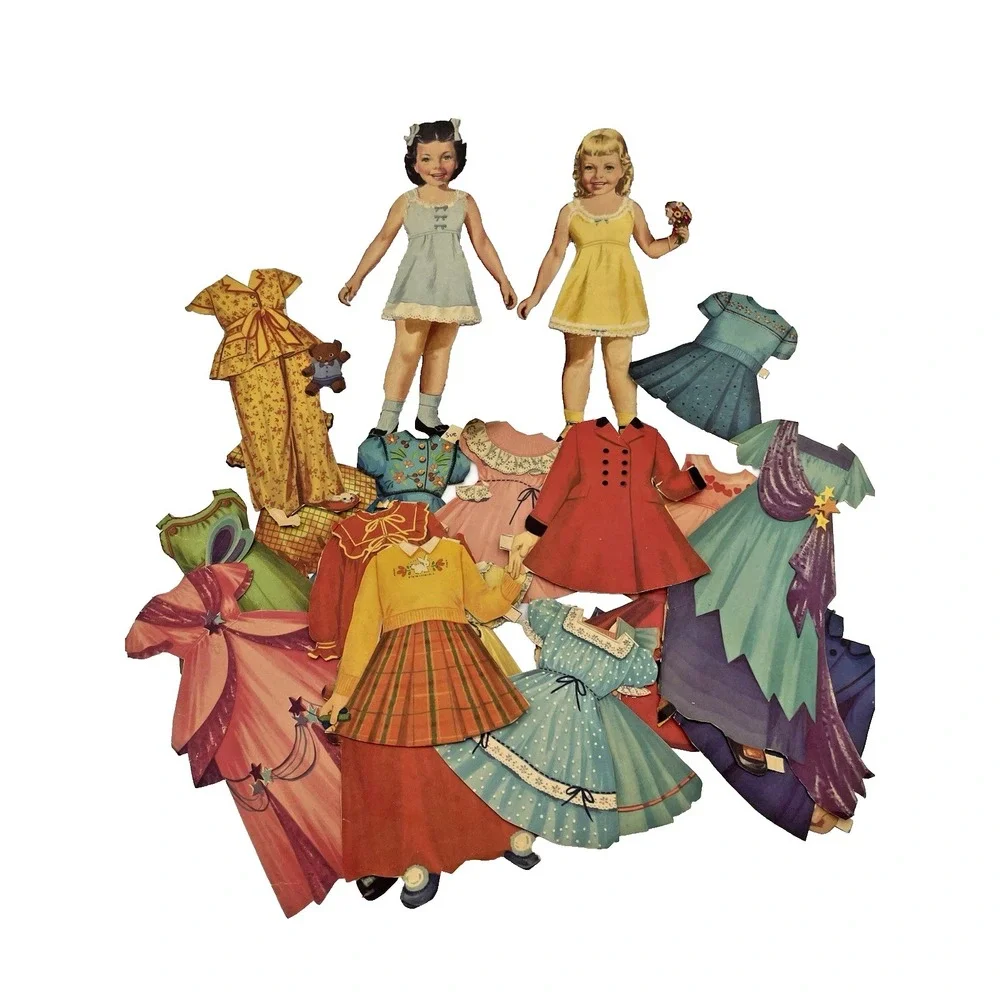 Vtg  Sue &‎ Susie Paperdolls + 24 Pc Lot Clothes Accessories Hats